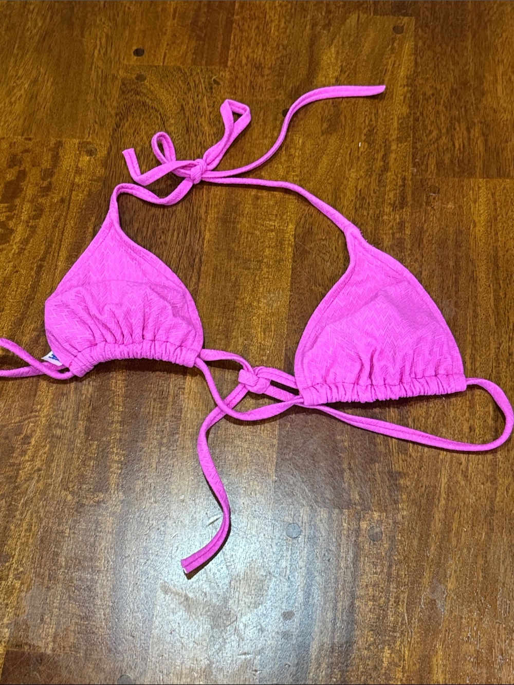 Y2K Christina Hot Pink Triangle Bikini Top w/ space for padding